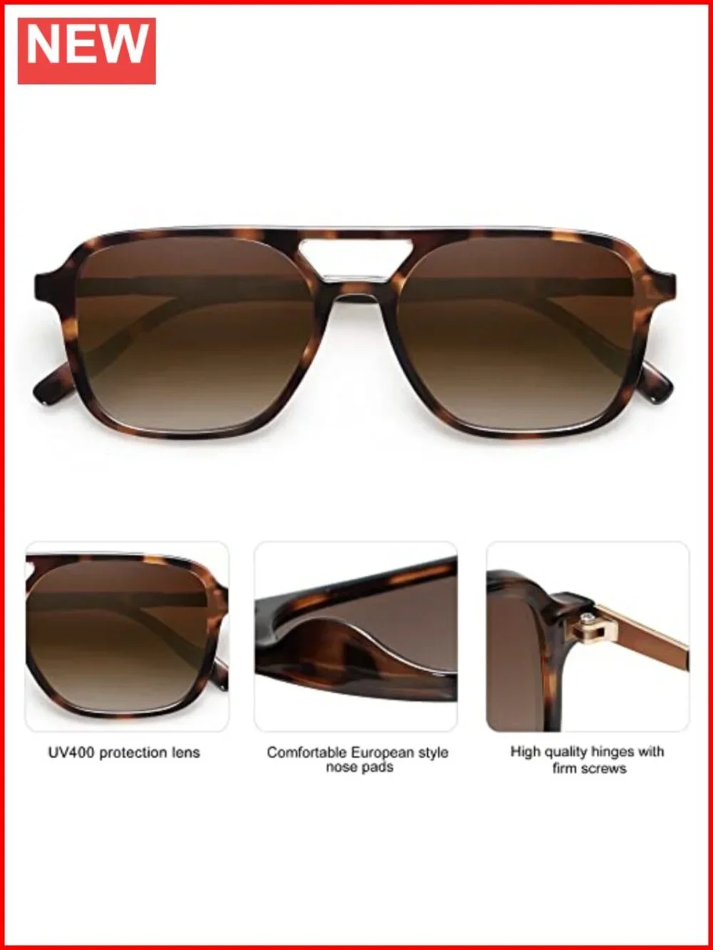Retro Aviator Sunglasses with UV400 Protection